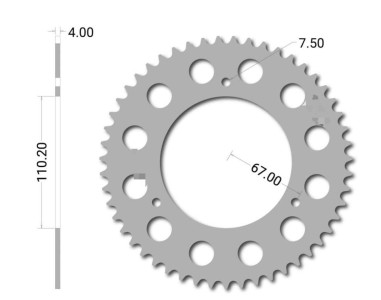 Corona Guzzi 49cc 65cc 51 dientes  (mecanizada en duraluminio)