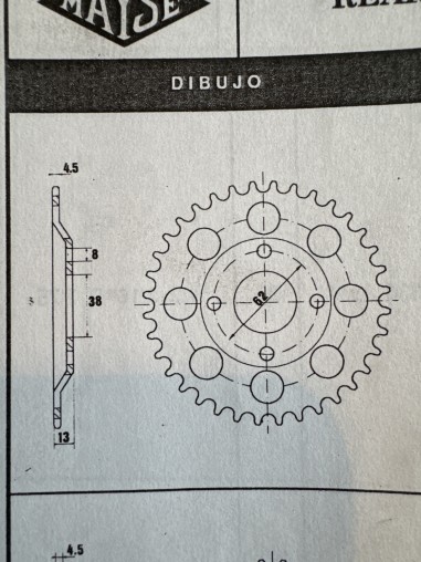 Corona Guzzi cardelino 73cc / guzzi dingo (40 dientes)